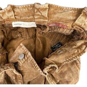 Anthropologie Pilcro Rhoda Tan Linen Paperbag Waist Mini Skirt Size 2